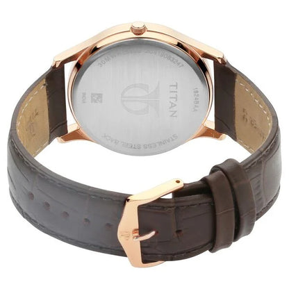 Titan Analog Blue Dial Day Date Leather Strap watch for Men nr1824wl01