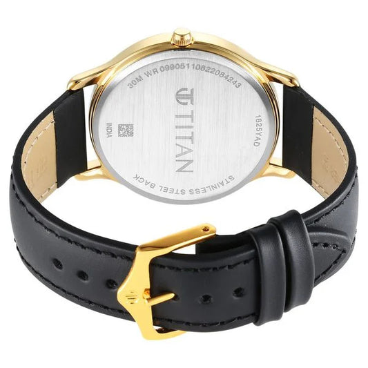 Titan Karishma Radiance Black Dial Analog Leather Strap watch for Men nt1825yl03