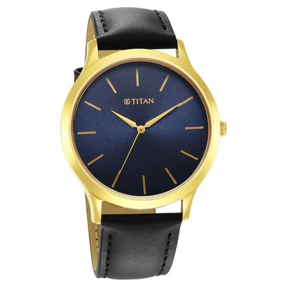 Titan Karishma Radiance Blue Dial Analog Leather Strap watch for Men nt1825yl05