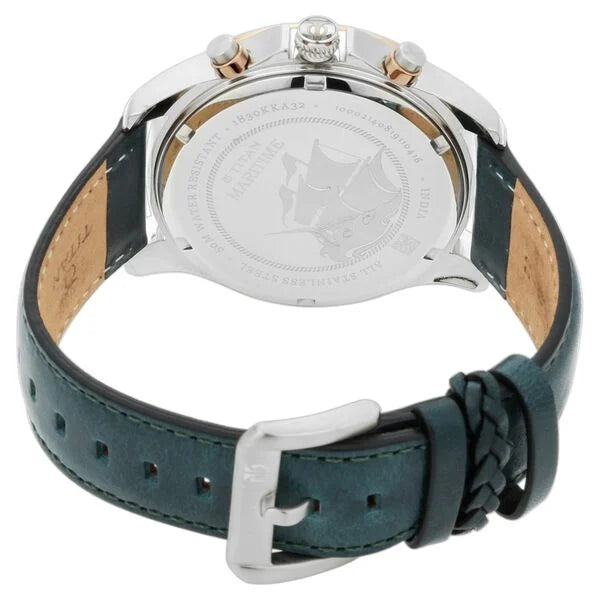 Titan Maritime White Dial Chronograph Leather Strap Watch for Men nt1830kl01