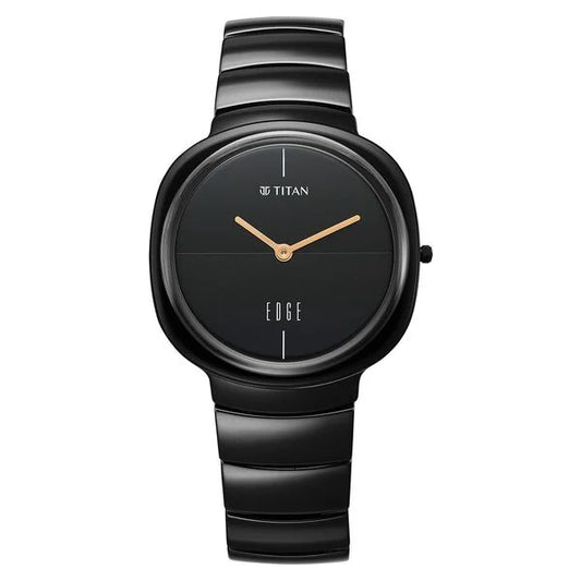 Titan Edge Squircle Quartz in Rich Black with Glossy Ceramic Unisex Watch nt1841nc01