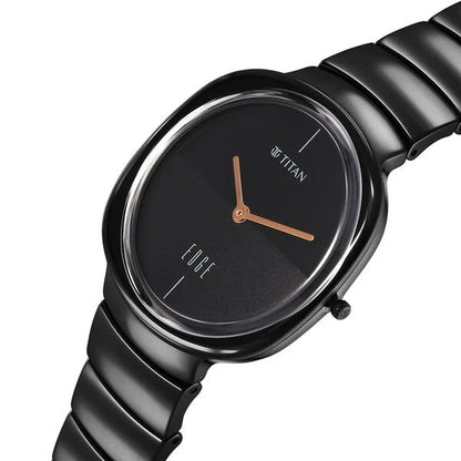 Titan Edge Squircle Quartz in Rich Black with Glossy Ceramic Unisex Watch nt1841nc01
