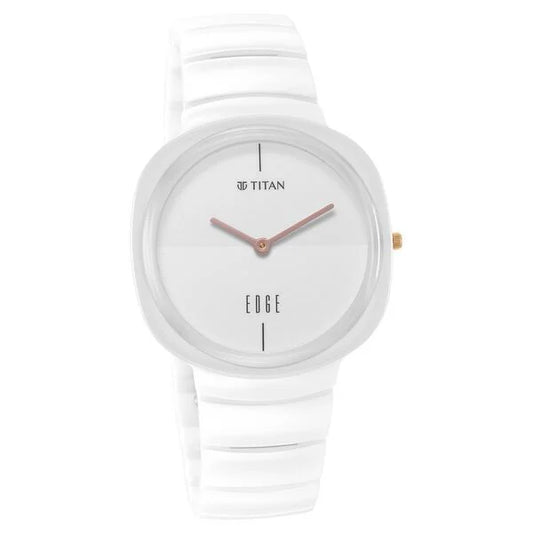 Titan Edge Squircle Quartz in Arctic White with Glossy Ceramic Unisex Watch nt1841qc03
