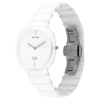 Titan Edge Squircle Quartz in Arctic White with Glossy Ceramic Unisex Watch NU1841QC03