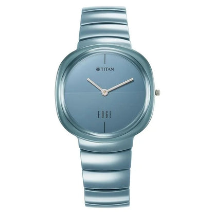 Titan Edge Squircle Camo Quartz Analog Blue Dial Blue Ceramic Strap Watch For Unisex