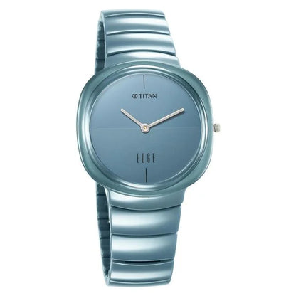 Titan Edge Squircle Camo Quartz Analog Blue Dial Blue Ceramic Strap Watch For Unisex
