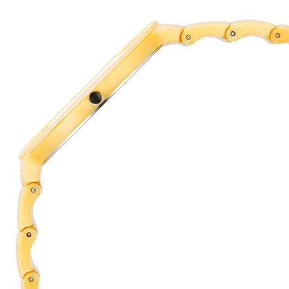 Titan Edge Squircle Camo Quartz Analog Yellow Dial Yellow Ceramic Strap Watch For Unisex nt1841qc08