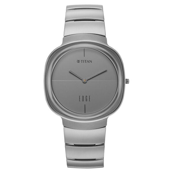 Edge Squircle Titanium Grade 5 Quartz Analog Matte Grey Dial Titanium Strap Watch For Men 1841tm01