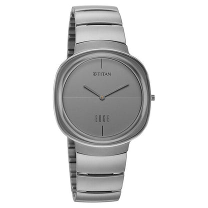 Edge Squircle Titanium Grade 5 Quartz Analog Matte Grey Dial Titanium Strap Watch For Men 1841tm01
