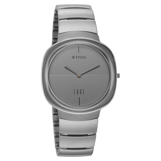 Edge Squircle Titanium Grade 5 Quartz Analog Matte Grey Dial Titanium Strap Watch For Men 1841tm01