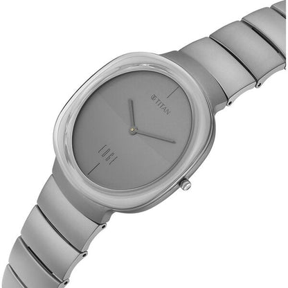 Edge Squircle Titanium Grade 5 Quartz Analog Matte Grey Dial Titanium Strap Watch For Men 1841tm01