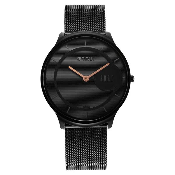Titan Edge Slim Stainless Steel Black Dial Analog Watch for Men nt1843nm02