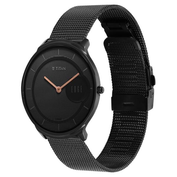 Titan Edge Slim Stainless Steel Black Dial Analog Watch for Men nt1843nm02