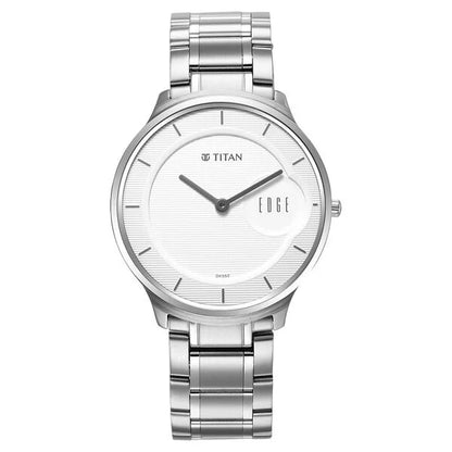 Titan Edge Metal Silver Dial Stainless Steel Strap Watch for Men NU1843SM02