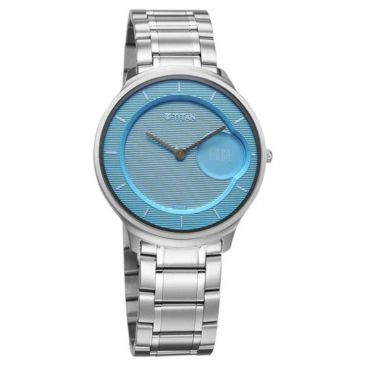 Titan Edge Murals Quartz Analog Blue Dial Stainless Steel Strap Watch For Men NU1843SM04