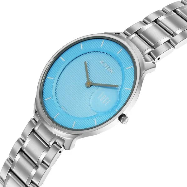 Titan Edge Murals Quartz Analog Blue Dial Stainless Steel Strap Watch For Men NU1843SM04