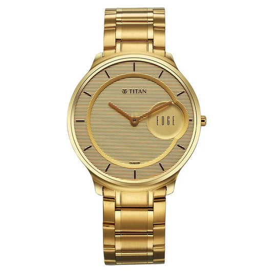 Titan Edge Metal Golden Dial Stainless Steel Strap Watch for Men nt1843ym02