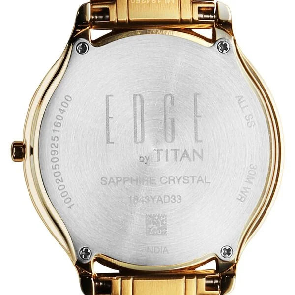 Titan Edge Gleam Quartz Analog Green Dial Golden Stainless Steel Strap Watch For Men nu1843ym05