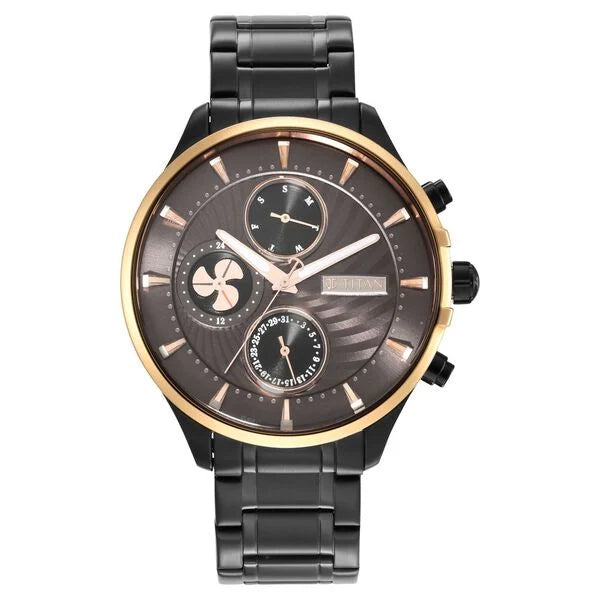 Titan Maritime Anthracite Dial Quartz Multifunction Stainless Steel Strap watch for Men nu1873km01