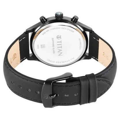 Titan Sapphire Multifunction Quartz Analog with Day and Date Green Dial Leather Strap Watch for Men nu1874nl01