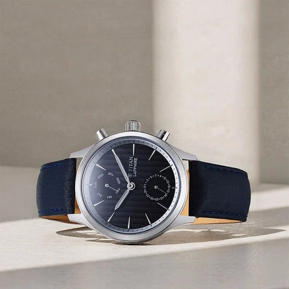 Titan Sapphire Multifunction Quartz Analog with Day and Date Blue Dial Leather Strap Watch for Men nt1874sl02