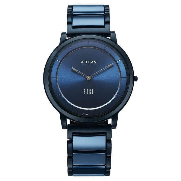 Titan Edge Melange Slim Steel & Ceramic StrapÂ Blue Dial Analog Watch For Men NU1878KD04