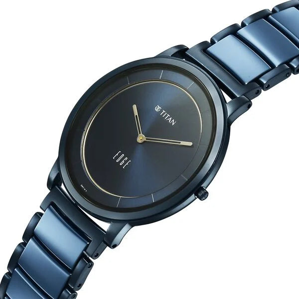 Titan Edge Melange Slim Steel & Ceramic StrapÂ Blue Dial Analog Watch For Men NU1878KD04