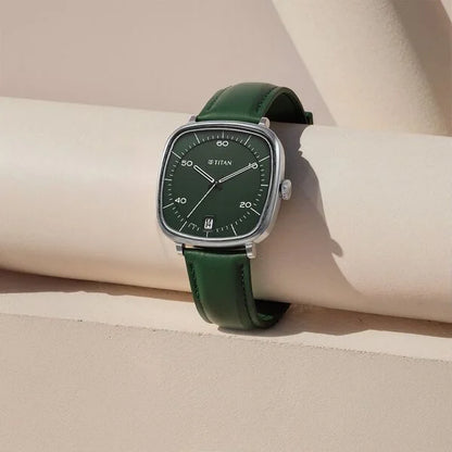 Titan Neo Curve Quartz Analog with Date Green Dial Stainless Steel Strap Watch For Men nu1885sl04