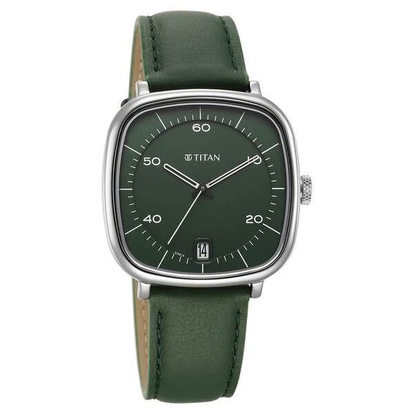 Titan Neo Curve Quartz Analog with Date Green Dial Stainless Steel Strap Watch For Men nu1885sl04