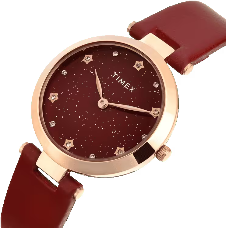 Timex Fashion Women Quartz Red Dial Analog Leather Watch TWEL19205