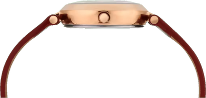 Timex Fashion Women Quartz Red Dial Analog Leather Watch TWEL19205