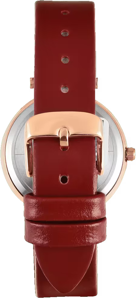 Timex Fashion Women Quartz Red Dial Analog Leather Watch TWEL19205