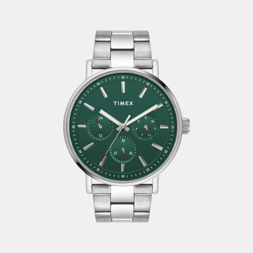 Timex Fashion Men Quartz Green Dial Chronograph Stainless Steel Watch TWEG20017