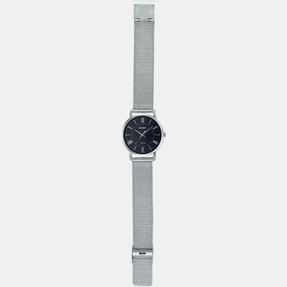 Enticer Men Quartz Black Dial Analog Mesh Watch A1917
