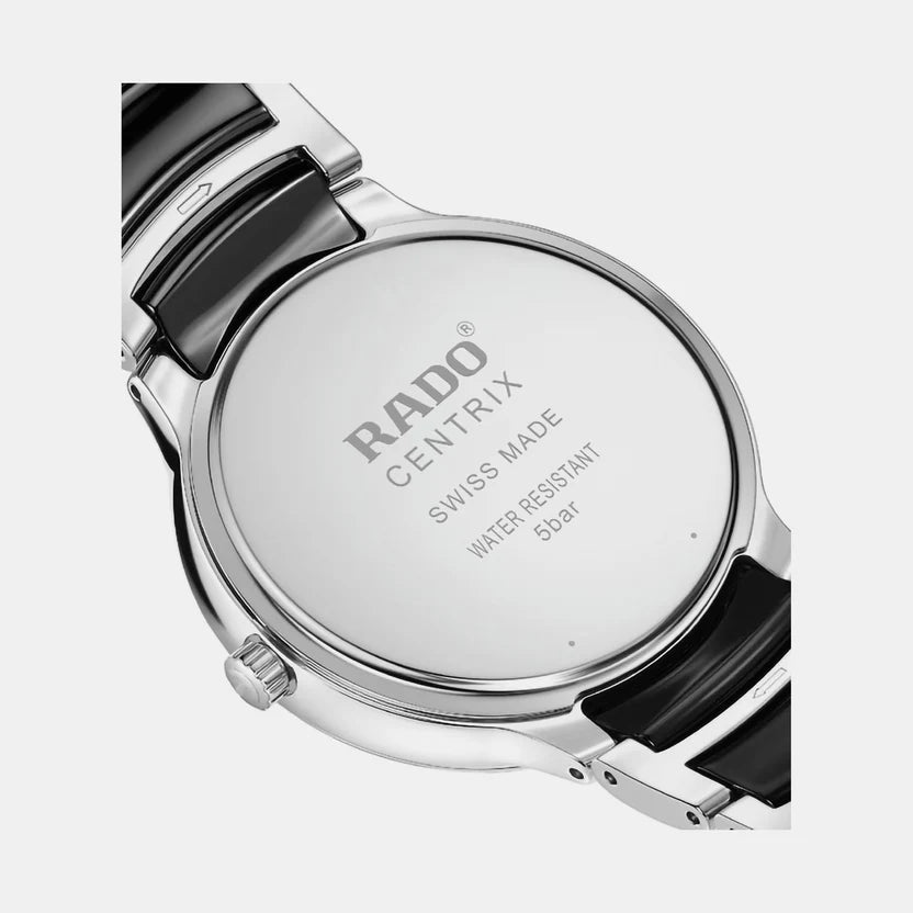 Rado Centrix Unisex Quartz Black Dial Analog Ceramic Watch R30021152