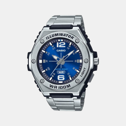 Youth Men Quartz Blue Dial Analog Stainless Steel Watch AD268