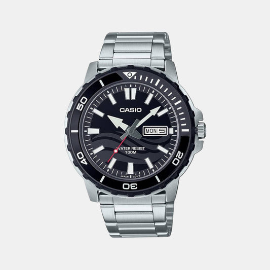 Enticer Men Quartz Black Dial Analog Stainless Steel Watch A2116