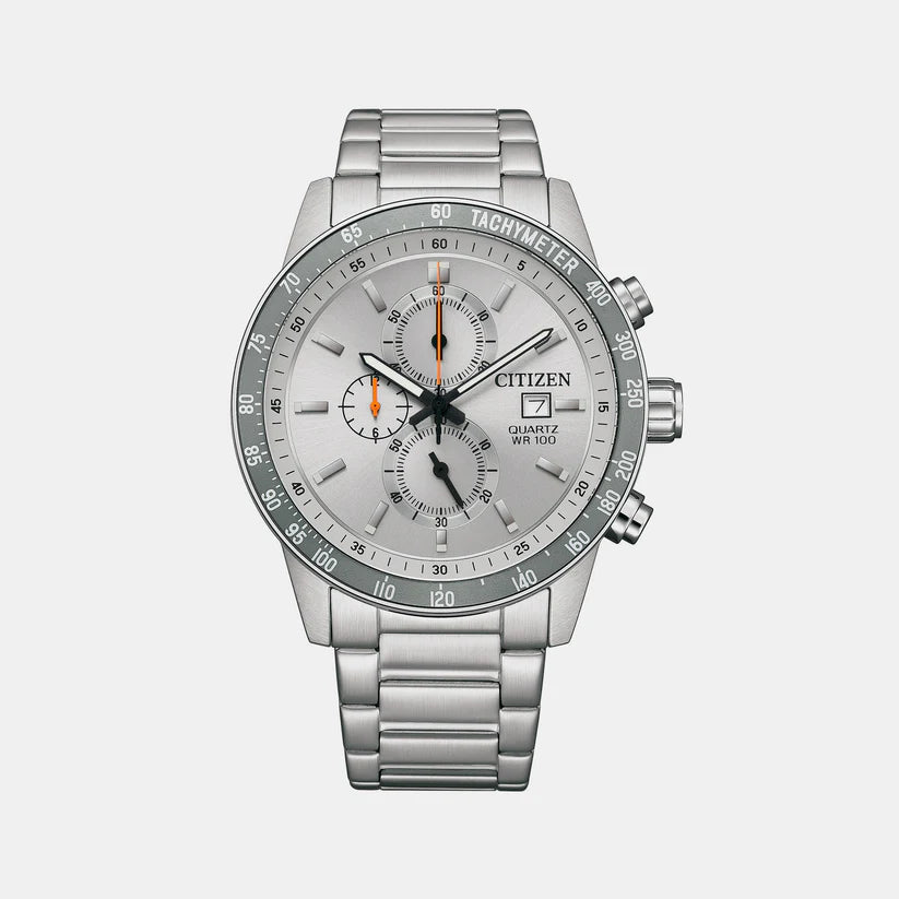 Citizen Men Quartz Grey Dial Chronograph Stainless Steel Watch AN3688-58H