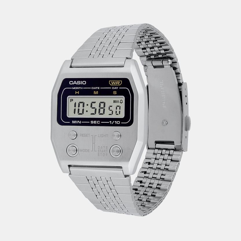 Vintage Unisex Quartz Silver Dial Digital Stainless Steel Watch D326