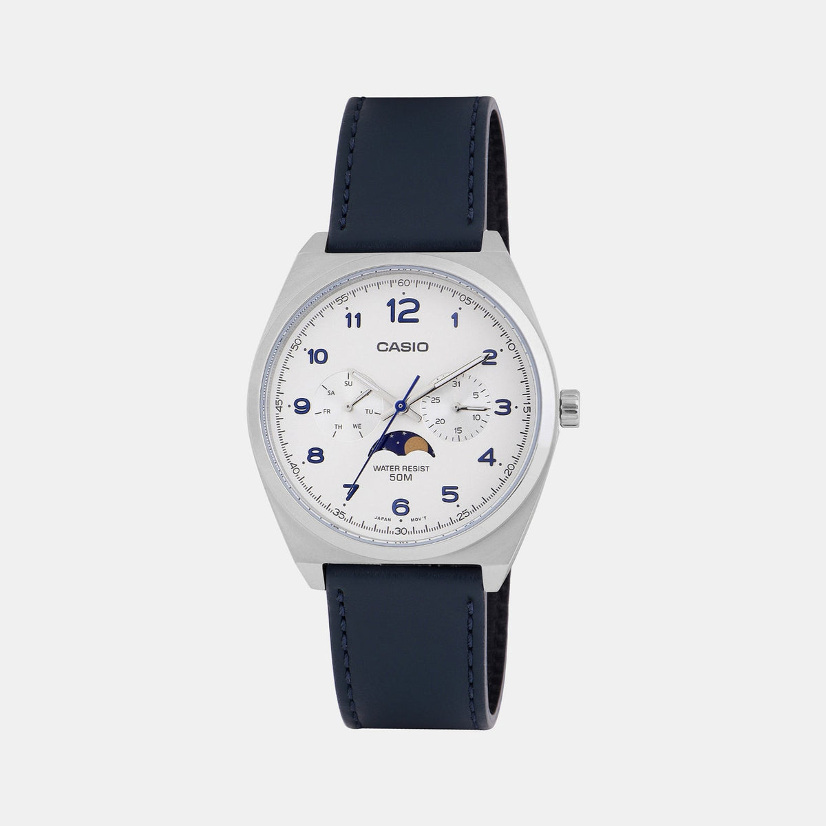 Enticer Men Quartz White Dial Chronograph Leather Watch A2178