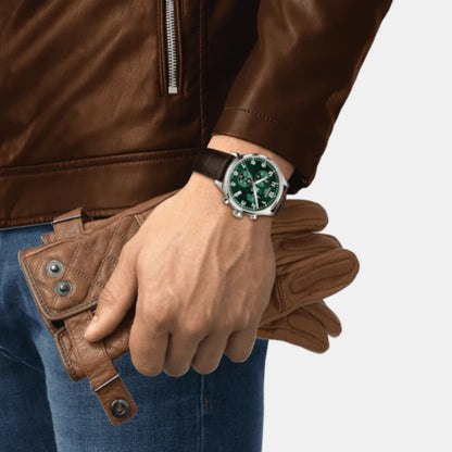 Tissot Chrono XL Classic Men Quartz Green Dial Chronograph Leather Watch T1166171609200