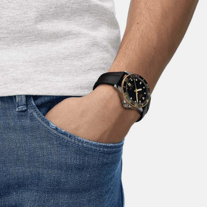 Tissot Seastar 1000 Men Quartz Black Dial Analog Silicone Watch T1204102705100
