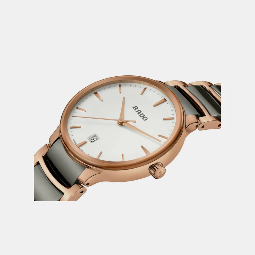 Rado Centrix Unisex Quartz Silver Dial Analog Ceramic Watch R30023012