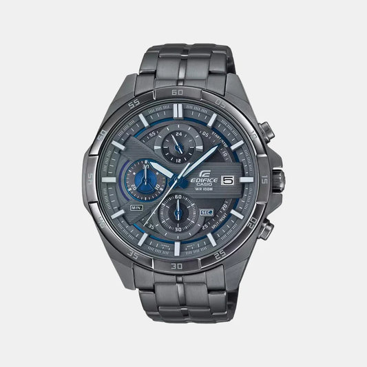 Casio Edifice Men Quartz Grey Dial Chronograph Stainless Steel Watch EX494