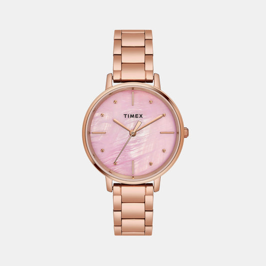 Timex Classics Women Quartz Mother Of Pearl Dial Analog Stainless Steel Watch-TWEL15807