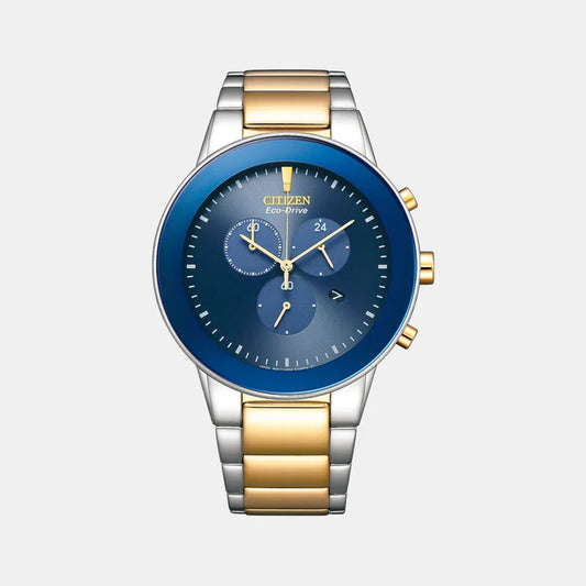 Citizen Axiom Eco-Drive Men Blue Dial Chronograph Stainless Steel Watch AT2244-84L