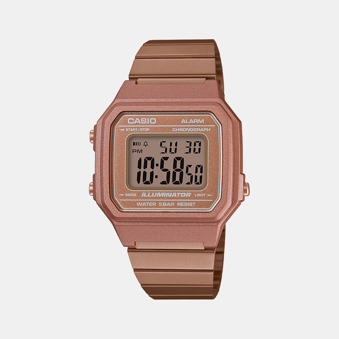 Casio Vintage Unisex Quartz Rose Gold Dial Digital Stainless Steel Watch D200