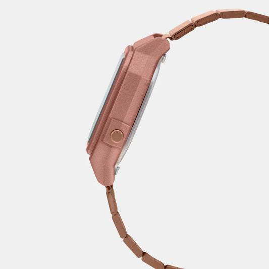 Casio Vintage Unisex Quartz Rose Gold Dial Digital Stainless Steel Watch D200
