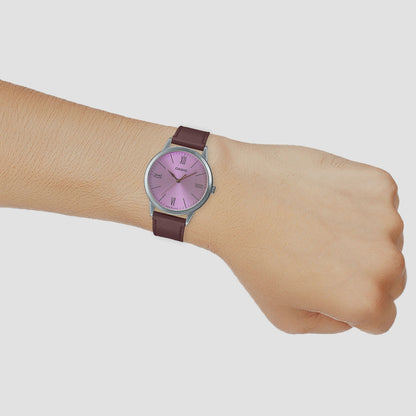 Enticer Men Quartz Pink Dial Analog Leather Watch A2012
