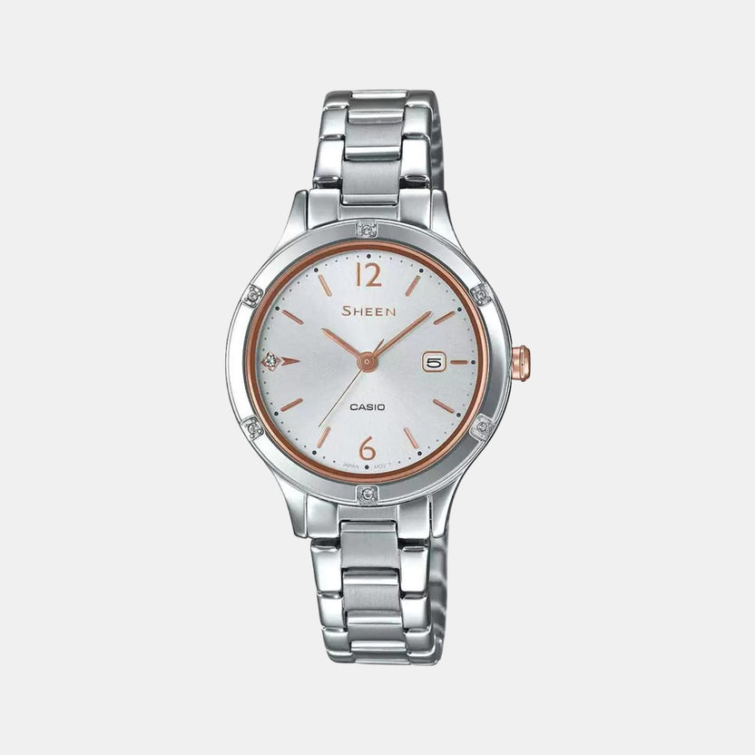 Sheen Women Quartz White Dial Analog Stainless Steel Watch SH205